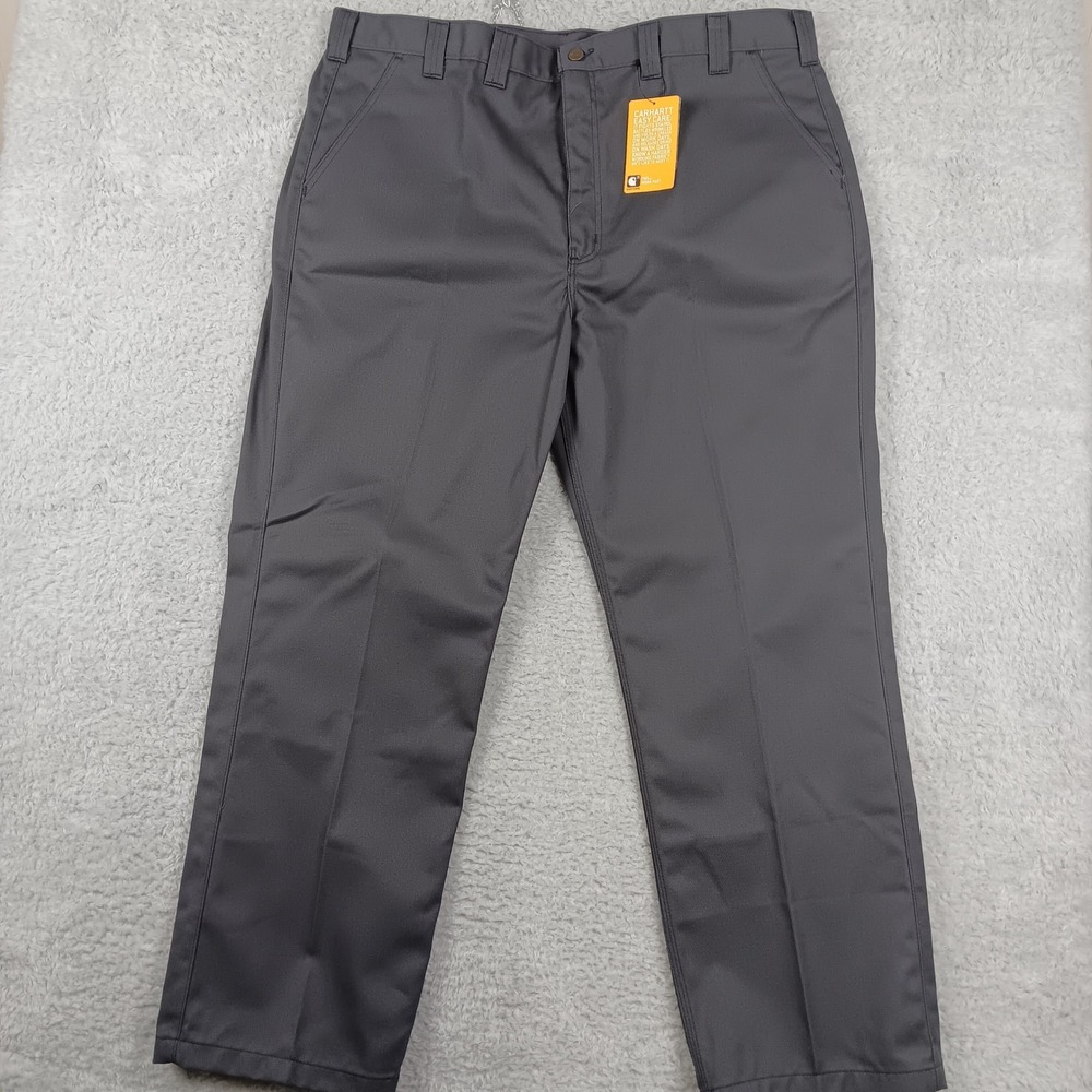 Carhartt Twill Work Pant Mens 44x32 Dark Grey B290 Relaxed Fit Straight Leg New